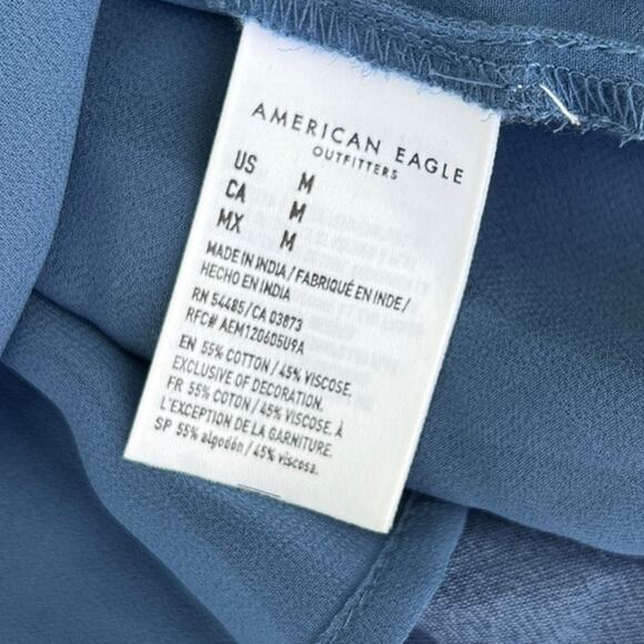 NWT American Eagle Ruffle Bohemian Top - Size Medium, Navy Blue - Picture 9 of 9